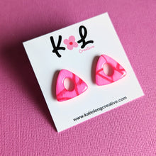Squiggles in Pink - Triangle Studs