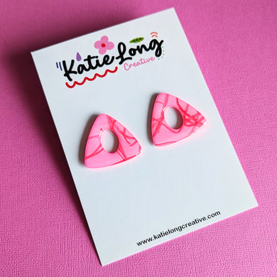 Squiggles in Pink - Triangle Statement Studs