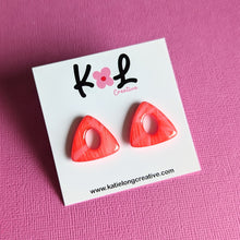 Squiggles in Red - Triangle Studs