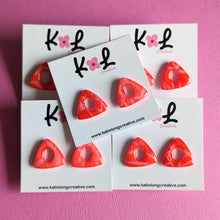 Squiggles in Red - Triangle Studs